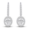 Thumbnail Image 1 of Certified Lab-Created Diamond Halo Dangle Earrings 2-1/2 ct tw Oval/Round 14K White Gold