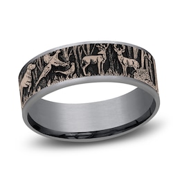 Forest Wedding Band Tantalum/14K Rose Gold 7.5mm