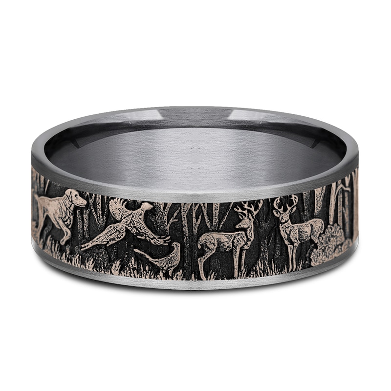Main Image 3 of Forest Wedding Band Tantalum/14K Rose Gold 7.5mm