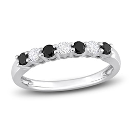 Black & White Diamond Anniversary Band 1/2 ct tw Round 14K White Gold