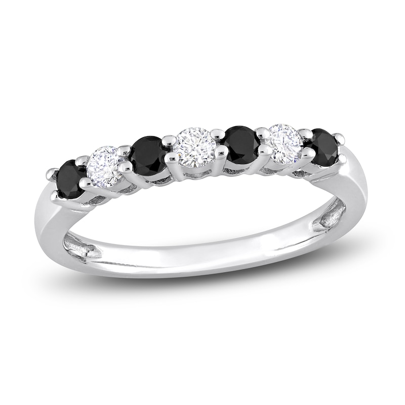 Main Image 1 of Black & White Diamond Anniversary Band 1/2 ct tw Round 14K White Gold