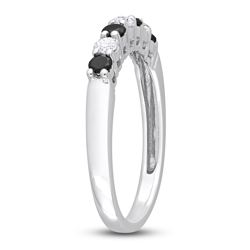 Main Image 2 of Black & White Diamond Anniversary Band 1/2 ct tw Round 14K White Gold
