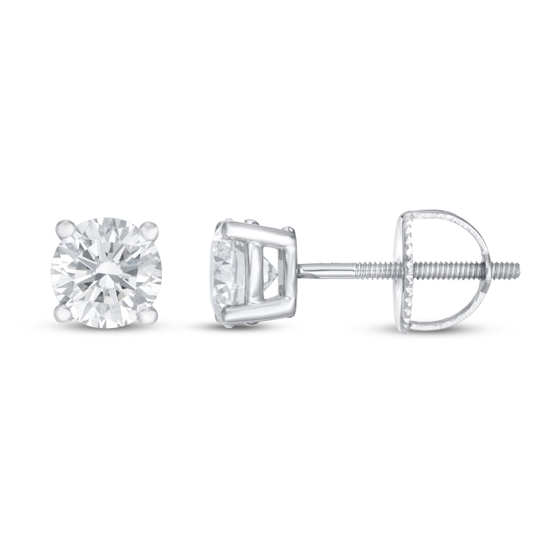 Lab-Created Diamond Solitaire Earrings 3/4 ct tw Round 14K White Gold ...