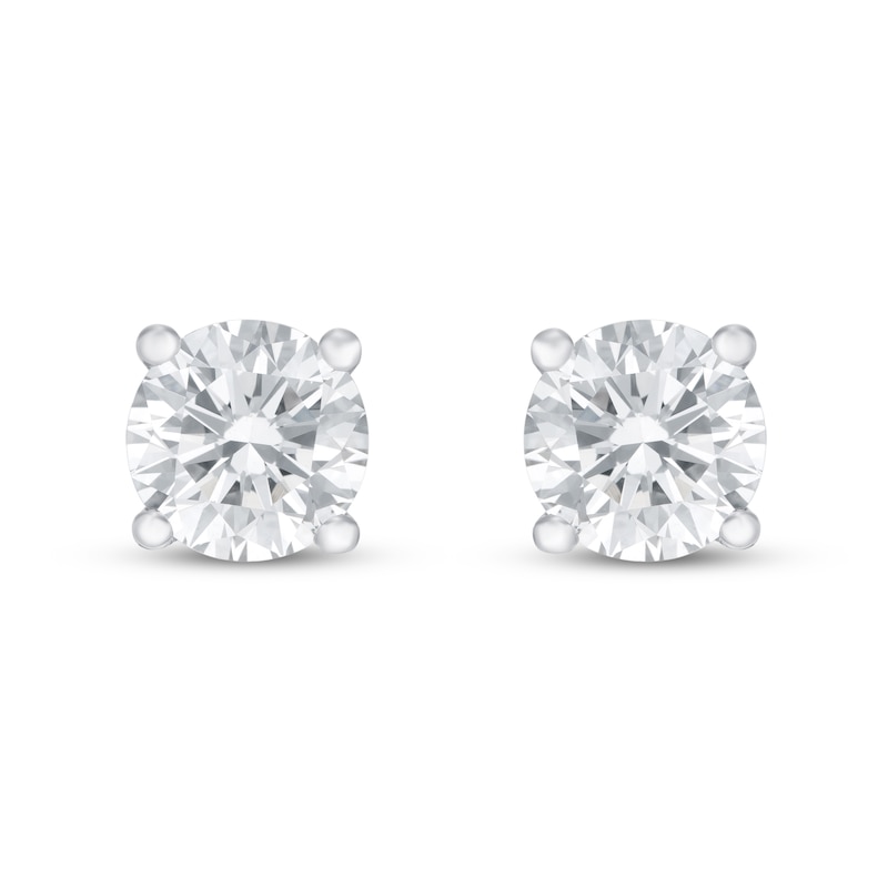 Main Image 3 of Lab-Grown Diamond Solitaire Earrings 3/4 ct tw Round 14K White Gold (SI2/F)