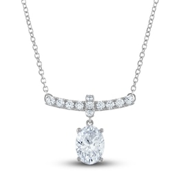Vera Wang WISH Lab-Created Diamond Necklace 1-1/2 ct tw Oval/Round 14K White Gold 18&quot;