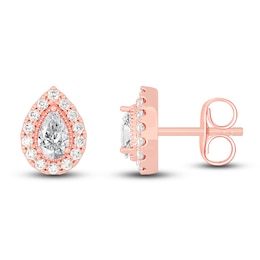 Diamond Earrings 5/8 ct tw Pear/Round 14K Rose Gold