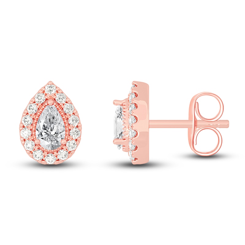 Main Image 1 of Diamond Earrings 5/8 ct tw Pear/Round 14K Rose Gold