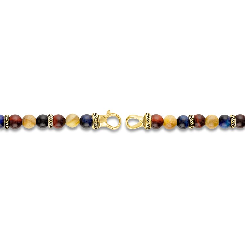 Main Image 3 of 1933 by Esquire Men's Natural Tiger's Eye Necklace 18K Yellow Gold-Plated Sterling Silver 28"