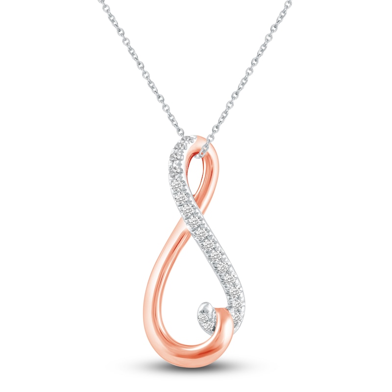 Main Image 1 of Diamond Infinity Pendant Necklace 1/10 ct tw Round 14K Two-Tone Gold 18"