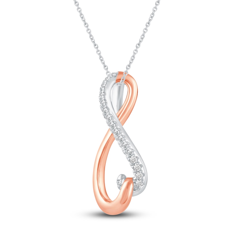 Main Image 2 of Diamond Infinity Pendant Necklace 1/10 ct tw Round 14K Two-Tone Gold 18"