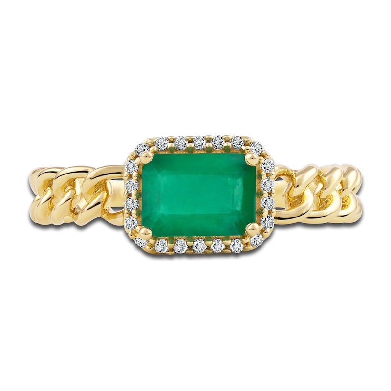 Natural Emerald Ring 1/10 ct tw Diamonds 14K Yellow Gold