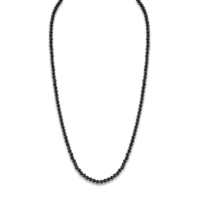 Main Image 1 of 1933 by Esquire Men's Natural Black Spinel Beaded Necklace Sterling Silver 22"