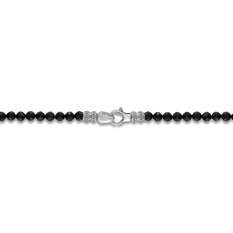 Main Image 3 of 1933 by Esquire Men's Natural Black Spinel Beaded Necklace Sterling Silver 22"