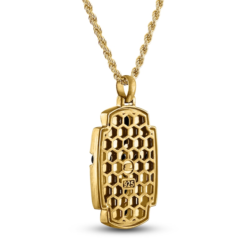 Main Image 3 of 1933 by Esquire Men's Natural Black Spinel Pendant Necklace 18K Yellow Gold-Plated Sterling Silver 22"