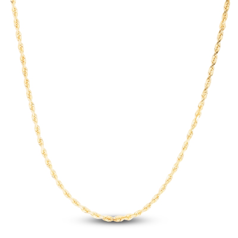Main Image 1 of Solid Diamond-Cut Rope Chain Necklace 14K Yellow Gold 30" 2.5mm