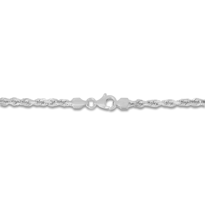 Main Image 2 of Solid Diamond-Cut Rope Chain Necklace 14K White Gold 18" 3.0mm
