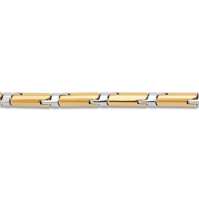 Main Image 3 of LUSSO by Italia D'Oro Men's Solid Link Chain Bracelet 14K Two-Tone Gold 8.5" 4.0mm