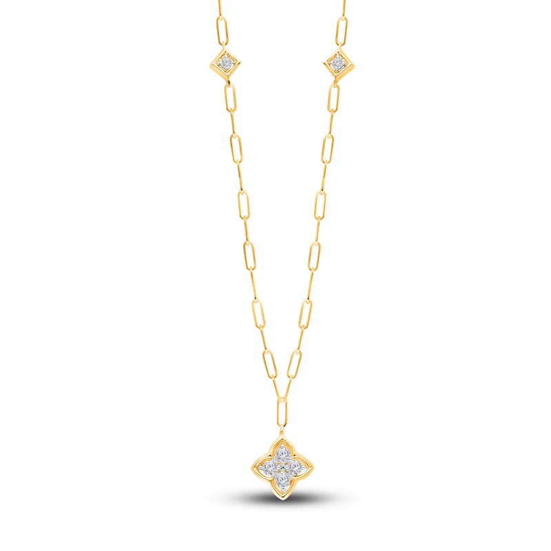 Main Image 1 of Kallati Diamond Clover Necklace 1/5 ct tw Round 14K Yellow Gold 18&quot;