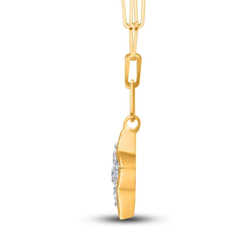 Main Image 2 of Kallati Diamond Clover Necklace 1/5 ct tw Round 14K Yellow Gold 18&quot;