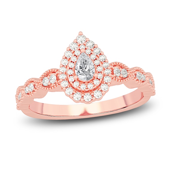 Diamond Promise Ring 3/8 ct tw Pear/Round 14K Rose Gold