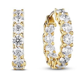 A. Link Diamond Hoop Earrings 3 ct tw Round 18K Yellow Gold