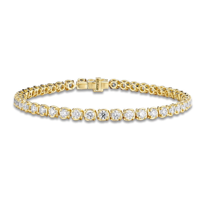 A. Link Diamond Bracelet 4 ct tw Round 18K Yellow Gold 7"