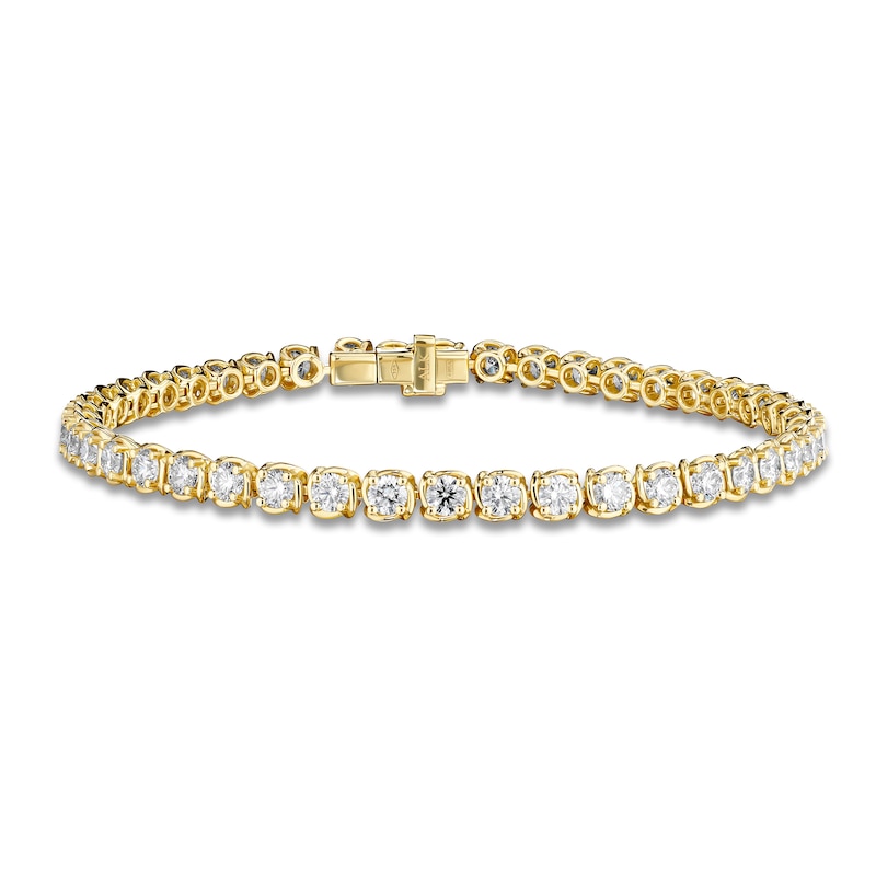 A Link Diamond Tennis Bracelet 4 ct tw Round 18K Yellow Gold 7"