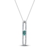Thumbnail Image 1 of Rectangle-Cut Natural Emerald & Diamond Pendant Necklace 1/4 ct tw Round 14K White Gold 18"