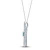 Thumbnail Image 2 of Rectangle-Cut Natural Emerald & Diamond Pendant Necklace 1/4 ct tw Round 14K White Gold 18"