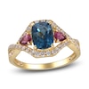 Thumbnail Image 0 of Natural London Blue Topaz, Natural Pink Tourmaline  & Diamond Ring  3/8 ct tw 14K Yellow Gold