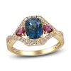Thumbnail Image 1 of Natural London Blue Topaz, Natural Pink Tourmaline  & Diamond Ring  3/8 ct tw 14K Yellow Gold