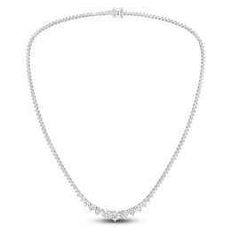 Lab-Grown Diamond Riviera Tennis Necklace 15 ct tw Round 14K White Gold 17"