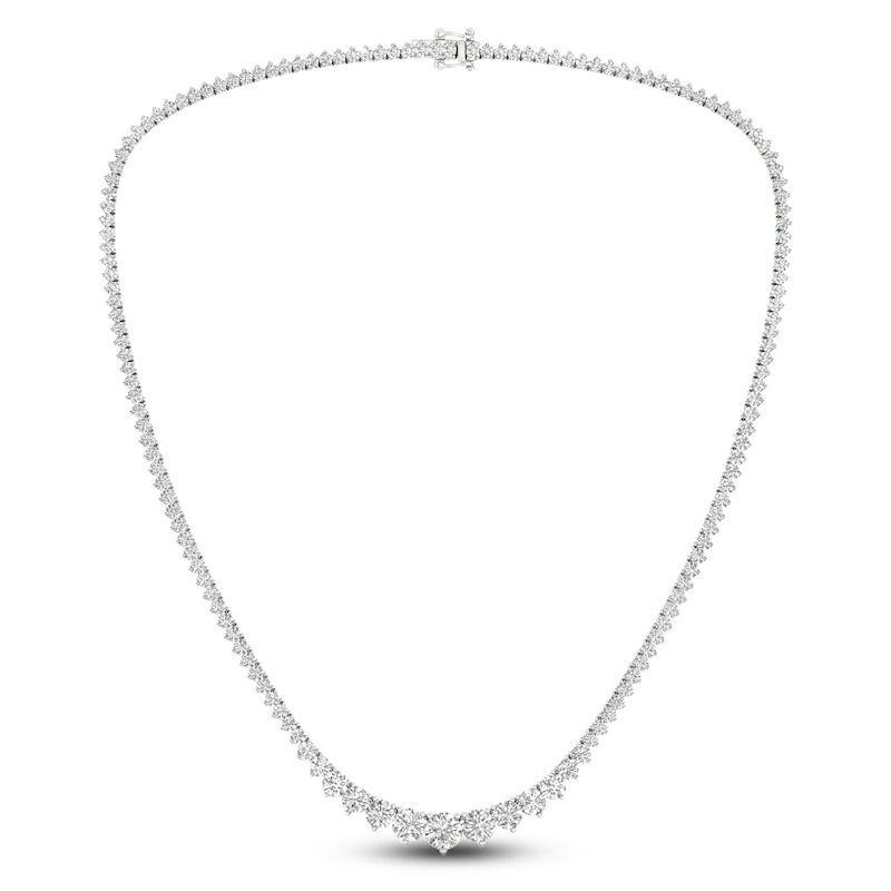 Main Image 1 of Lab-Grown Diamond Riviera Tennis Necklace 15 ct tw Round 14K White Gold 17"