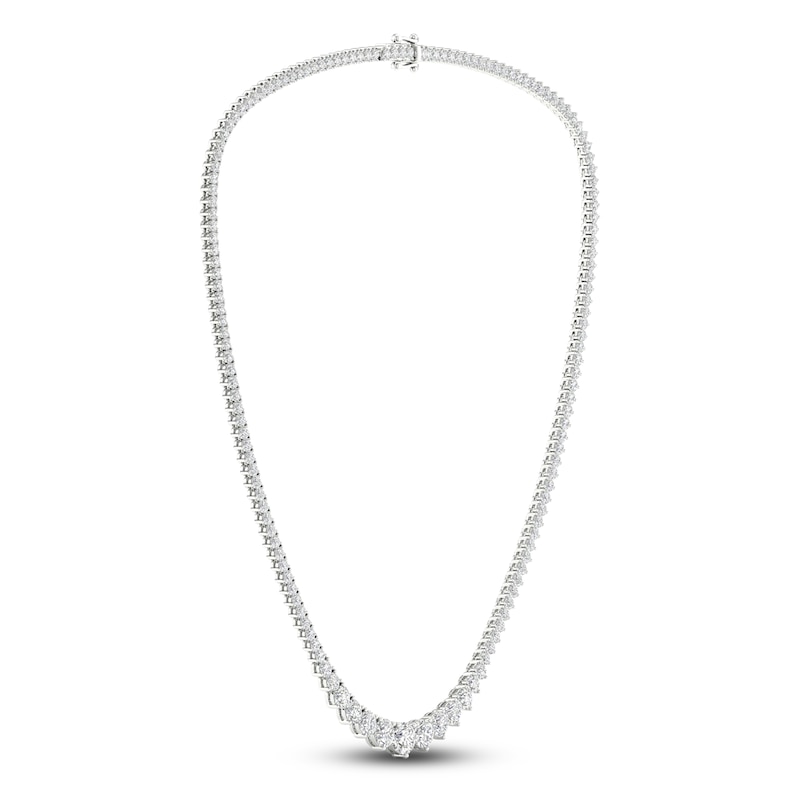 Main Image 2 of Lab-Grown Diamond Riviera Tennis Necklace 15 ct tw Round 14K White Gold 17"