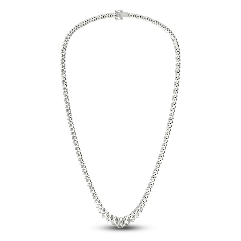 Main Image 3 of Lab-Grown Diamond Riviera Tennis Necklace 15 ct tw Round 14K White Gold 17"