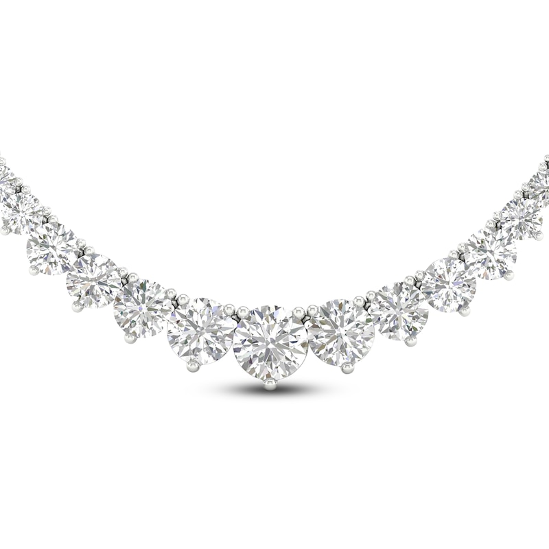 Main Image 5 of Lab-Grown Diamond Riviera Tennis Necklace 15 ct tw Round 14K White Gold 17"