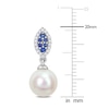 Thumbnail Image 2 of Freshwater Cultured Pearl & Natural Blue Sapphire Drop Earrings 1/8 ct tw Diamonds 14K White Gold