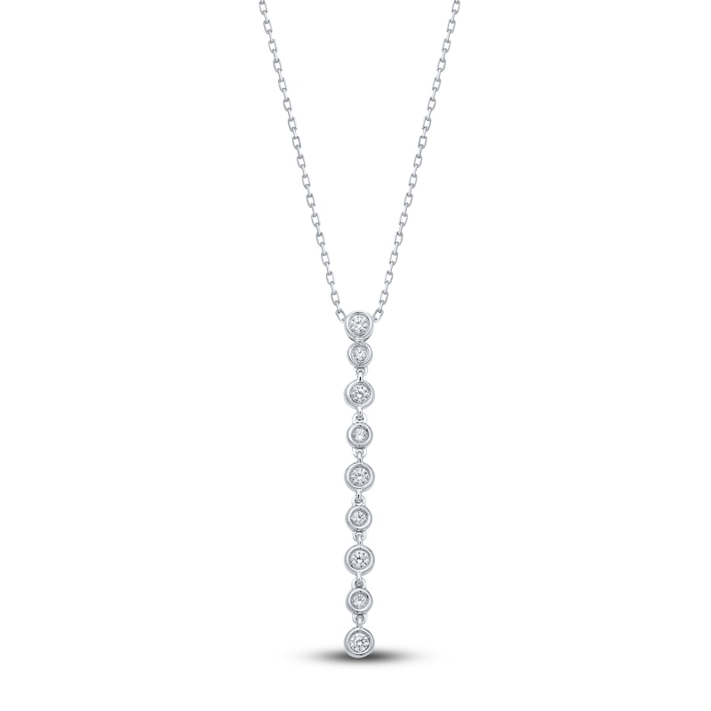 Main Image 1 of Diamond Bezel Drop Necklace 1/4 ct tw 14K White Gold
