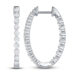 Diamond Hoop Earrings 1 ct tw 10K White Gold
