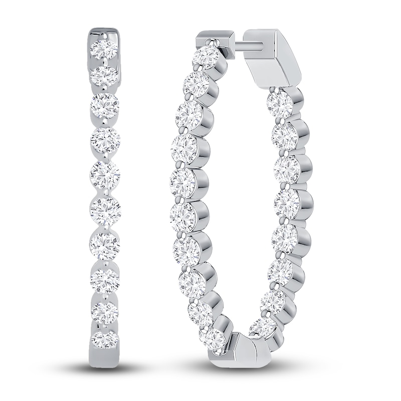Main Image 2 of Diamond Hoop Earrings 1 ct tw 10K White Gold