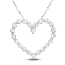 Diamond Heart Pendant Necklace 1 ct tw 10K White Gold