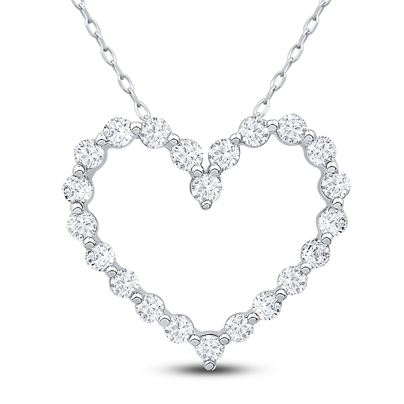 Main Image 1 of Diamond Heart Pendant Necklace 1 ct tw 10K White Gold