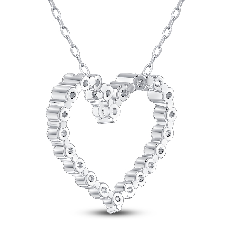 Main Image 4 of Diamond Heart Pendant Necklace 1 ct tw 10K White Gold