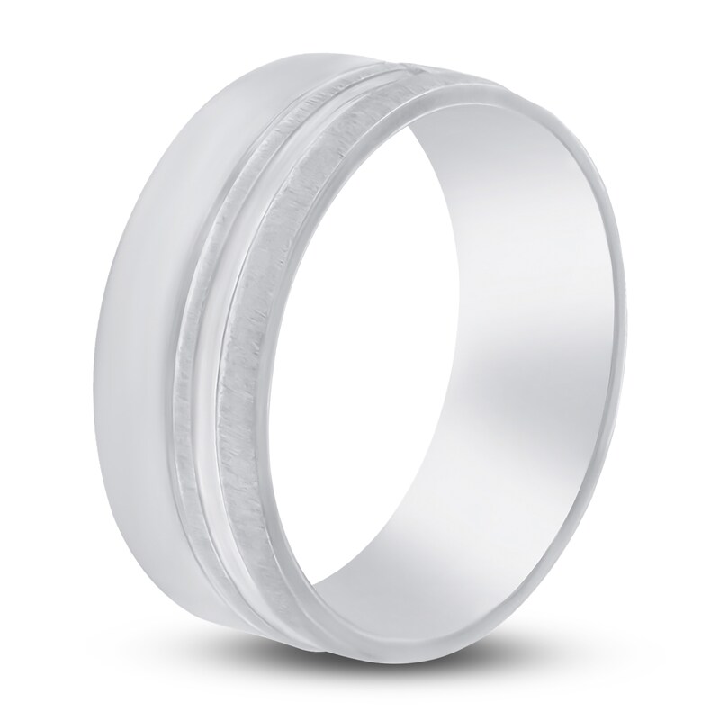 Main Image 2 of Men's Brushed & Matte Wedding Band 14K White Gold 8mm