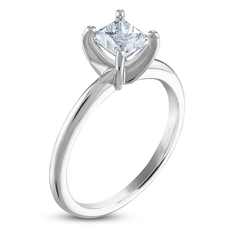 Main Image 2 of Certified Princess Diamond Solitaire Engagement Ring 1 ct tw 14K White Gold