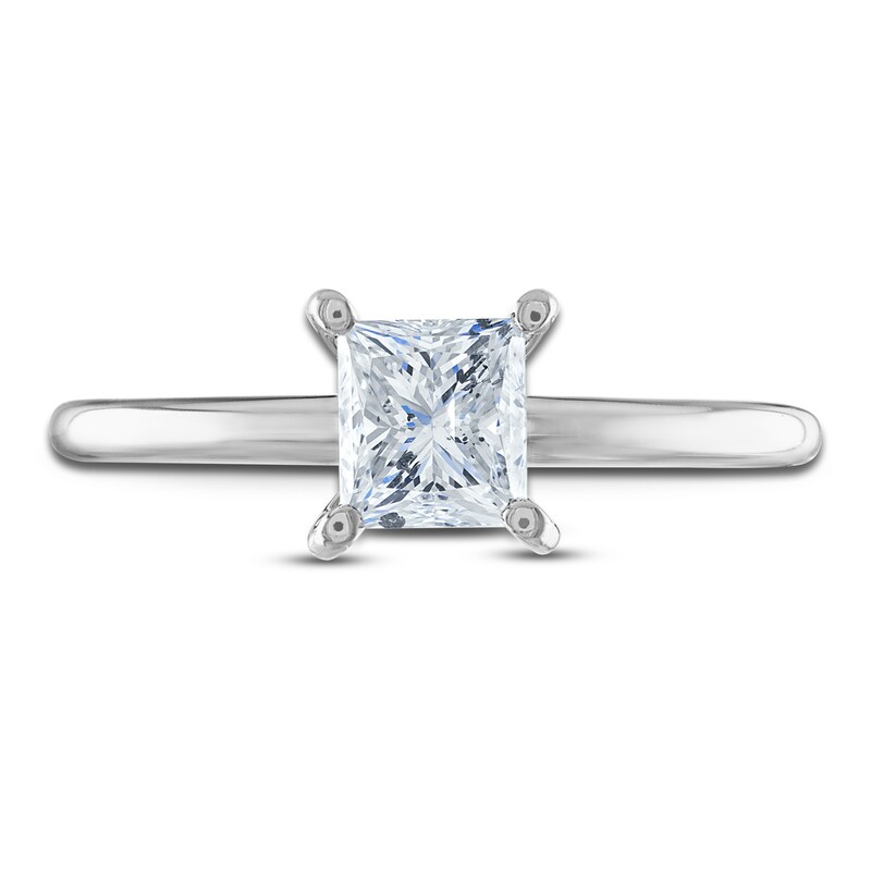 Main Image 3 of Certified Princess Diamond Solitaire Engagement Ring 1 ct tw 14K White Gold