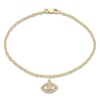 Thumbnail Image 1 of Diamond Evil Eye Charm Bracelet 1/20 ct tw 10K Yellow Gold 7.25"