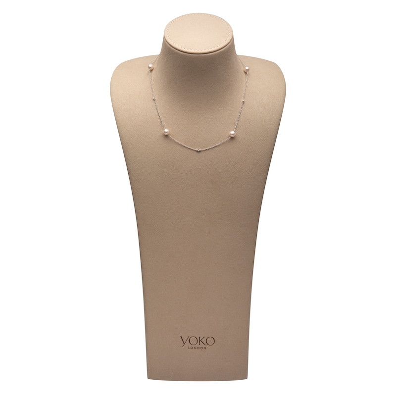 Main Image 3 of Yoko London Akoya Cultured Pearl & Diamond Station Necklace 1/15 ct tw 18K White Gold 18"
