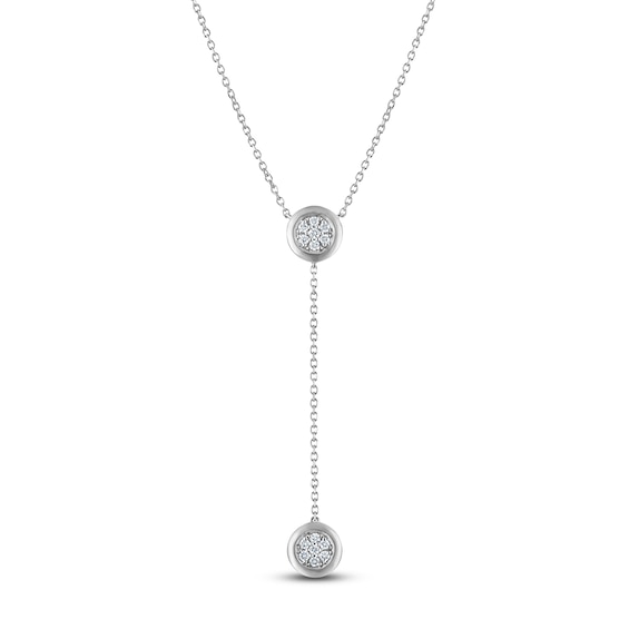 Multi-Diamond Y-Drop Necklace 1/5 ct tw Sterling Silver 18"