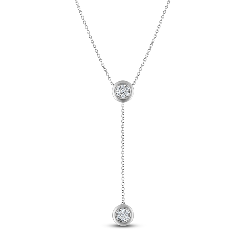 Main Image 1 of Multi-Diamond Y-Drop Necklace 1/5 ct tw Sterling Silver 18"